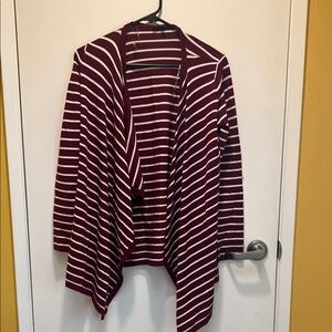 Staccato Burgundy and White Striped Cardigan